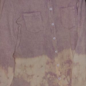 Lightweight Bleach-Dipped Button Down Shirt/Shacket